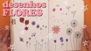 COMO DESENHAR FLORES para Bullet Journal [upl. by Mit958]