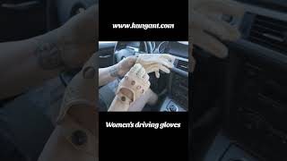 Womens driving gloves deerskin leather beige color [upl. by Anad]