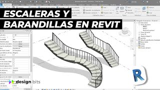 Escaleras y Barandillas en Revit Curso Básico de Revit Arquitectura [upl. by Aborn962]