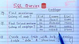 Top SQL Queries for Interview  Must Do SQL Interviews Queries [upl. by Damien]