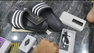 adidas adilette slides first look Comfort ka c bhi nahi hainUNBOXINGsarba9864 [upl. by Colston35]