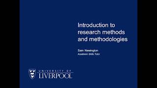 Introduction to research methods and methodologies [upl. by Bortman]