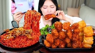 ASMR MUKBANG 직접 만든 불닭볶음면 간짬뽕 허니콤보 양념치킨 먹방 amp 레시피 FRIED CHICKEN AND FIRE NOODLES EATING [upl. by Arikat]