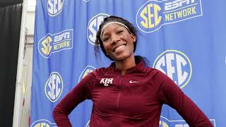 Texas AampMs Lamara Distin Talks 200m NCAA Indoor High Jump Record At SEC Indoor Championships [upl. by Samled658]