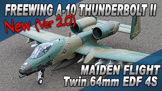 Maiden Flight of the Freewing A10 Warthog V2  Twin 64mm EDF running on 4S [upl. by Nosdrahcir]