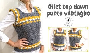 TUTORIAL Gilet top down a punto ventagliolafatatuttofare [upl. by Batish]