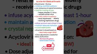 Antiviral drugs pharmacology acyclovir clinical pearls pharmacology made easy shorts [upl. by Bronez]