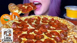 ASMR LITTLE CAESERS PIZZA MUKBANG NO TALKING NEW EXTRAMOSTBESTEST STUFFED CRUST [upl. by Aleakim]