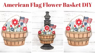 American Flag Flowers in basket hanger DIY Craft Tutorial [upl. by Aneehsar981]