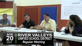 RVUSD School Board Mtg 82018 [upl. by Ilrebmyk]