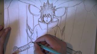 How to Draw Sasuke Uchiha with Susanoo part 1 drawink [upl. by Asseral23]