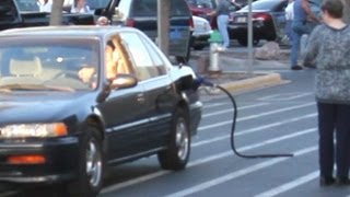 Left Gas Nozzle in Car Prank [upl. by Aelsel]