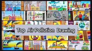 Air pollution water pollution  air pollution drawing easy  drawing of air pollution  easy drawing [upl. by Devona]