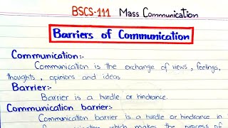 Barriers of Communication BSCS111 Mass Communication 2ndsemester PU [upl. by Charmine193]