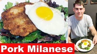 Pork Milanese with spring salad topped with fried egg [upl. by Asiek]