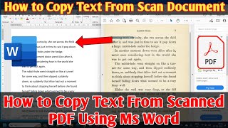 How to Copy Text From Scan Document  Copy Text From Scanned PDF Using Word [upl. by Mellar876]