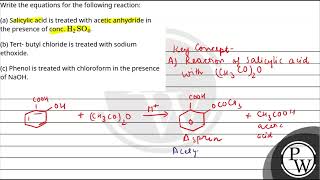 Write the equations for the following reaction\na Salicylic acid is treated with acetic anhyd [upl. by Yednil]