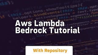 Aws lambda bedrock tutorial [upl. by Michaella]