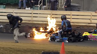 FIRE WRECKS AND CHECKS 16th Annual Williamston Indoor Karting Championships [upl. by Buffy]