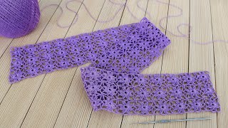 ЛЕНТОЧНОЕ КРУЖЕВО вязание крючком ЦВЕТОЧНОЕ ПОЛОТНО схема узора Crochet Lace Ribbon flower pattern [upl. by Abba118]