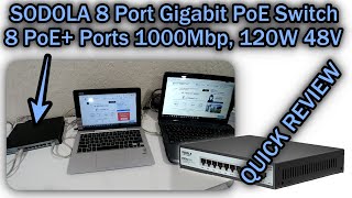 SODOLA 8 Port Gigabit PoE Switch With 2 Ethernet Uplinks 120W 48V QUICK REVIEW With Full Manual [upl. by Akehs]