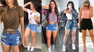 OUTFITS CON SHORTS DE MODA Y TENDENCIA 2021 💙 LOOKS CON SHORTS PARA VERANO  SHORTS DE MODA 2021 [upl. by Nolie]