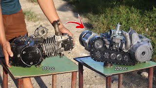 I Turn Motorcycle engine Into Opposed piston engine [upl. by Ardnoed]