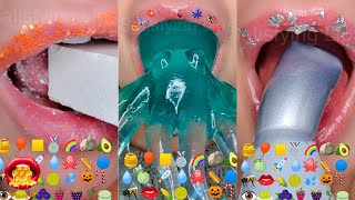 Satisfying EMOJI FOOD CHALLENGE ASMR Eating Cornstarch Frozen Honey Jelly Fondant Mukbang 먹방 [upl. by Dewhurst810]