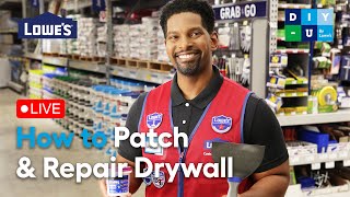 How to Patch and Repair Drywall  DIYU by Lowes [upl. by Tonry653]