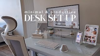 desk makeover 🪴  minimalist setup aesthetic desk organization ikea haul 🌷 [upl. by Llednol104]