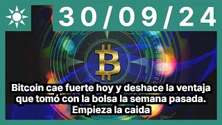 Bitcoin cae fuerte hoy y deshace la ventaja que tomó con la bolsa la semana pasada Empieza la caida [upl. by Yorke]