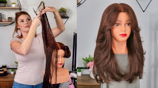 LONG HAIR  CURTAIN BANG TUTORIAL  LAYERS  FACE FRAMING  HOW TO [upl. by Jose831]