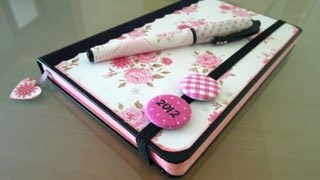 Manualidades de papel Cómo decorar una agenda Moleskine Tutorial [upl. by Ellett]