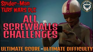 SpiderMan  All Screwball Challenges  Turf Wars DLC  Ultimate score  Ultimate Difficulty [upl. by Kathlin]