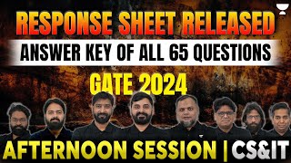 GATE 2024 CSIT Response sheet released Answer Key of all 65 Questions [upl. by Pizor438]