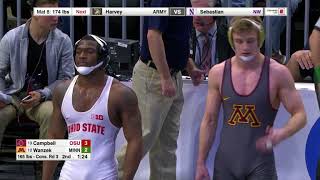 2018 NCAA Wrestling 165lbs Nick Wanzek Minnesota dec TeShaun Campbell Ohio State [upl. by Monro]