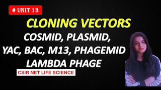 types of vector COSMIDPLASMIDM13LAMBDA PHAGE  YACBAC [upl. by Dnalyar]