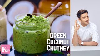 Green Coconut Chutney with Dosa Idli South Indian  Coriander Chutney इडली नारियल चटनी Kunal Kapur [upl. by Adnav]