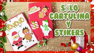 🎄 COMO HACER TARJETAS NAVIDEÑAS LINDAS CON PEGATINAS O STICKERS MUY FACIL🎅🏼 [upl. by Flannery]