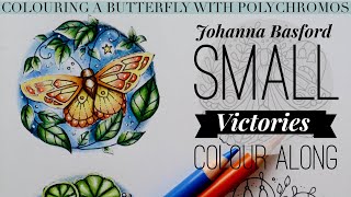 Colouring in SMALL VICTORIES Butterfly  Johanna Basford  Polychromos [upl. by Launamme]