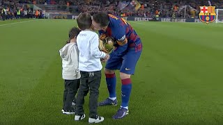 Leo Messi shares his sixth Ballon dOr with the Camp Nou [upl. by Allerym]