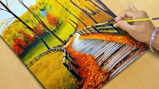 How to Draw Autumn Forest  Acrylic Painting for Beginners  STEP BY STEP 33 art painting new [upl. by Arbmat268]