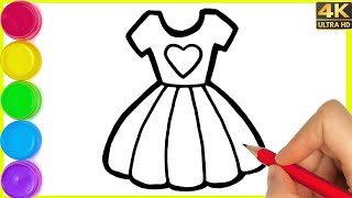 How To Draw a Cute And Easy Dress 💃  Easy drawing for Kids  coloring dress dressdrawing [upl. by Aneel591]