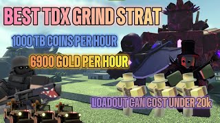 ROBLOX TDX SOLO NORMAL GRIND STRAT 6900 GOLD and 1000 TB coins per hour NST [upl. by Legge]