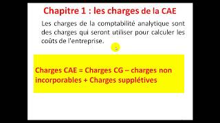 Comptabilité Analytique S3 partie 2 quot les charges de la CAE quot [upl. by Arua950]