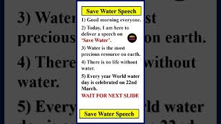 Save water speech  Save water  Save water essay  Save water  Save water speech 10 lines English [upl. by Nnayt]