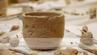 Ceramist is modeling clay pot or vase bowl [upl. by Lovett]