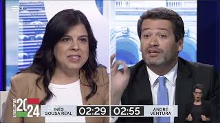 Debate PAN vs Chega  Inês Sousa Real vs André Ventura  Eleições Legislativas 2024 [upl. by Hoehne]