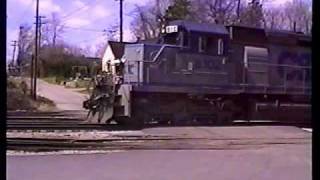 CSX coal train departing Spartanburg SC with a Clinchfield SD45 in the consist 1987 [upl. by Beauvais]