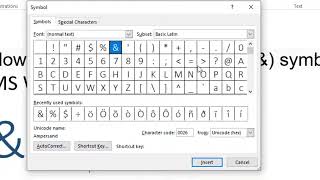 how to type ampersand or and amp symbol in ms word [upl. by Tomkiel330]